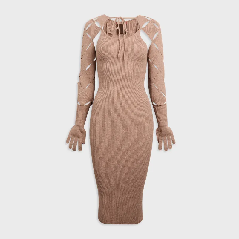 Isa Boulder Argyle Sleeve Dress - Dustpink made by Kith