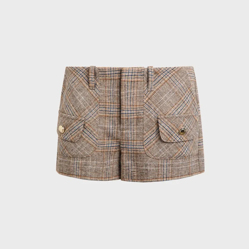 GUIZIO Penelope Patch Pocket Short - Tartan Plaid made by Guizio