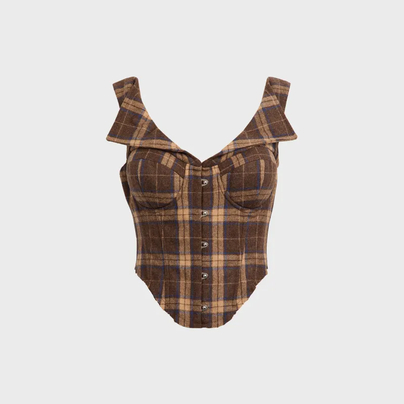 GUIZIO Chamonix Corset Top - Tartan Plaid sold by Kith