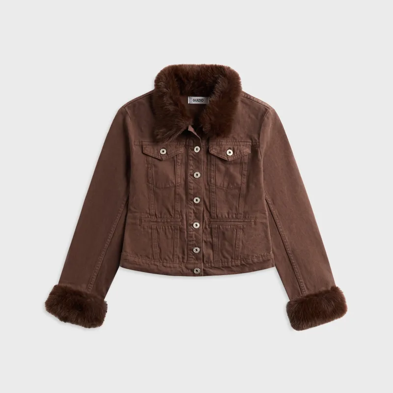 GUIZIO Ares Faux Fur Jacket - Brown sold by Kith
