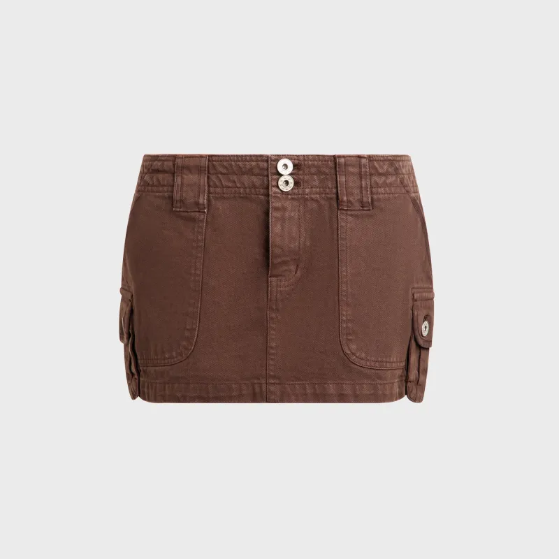 GUIZIO Anais Cargo Mini Skirt - Brown sold by Kith