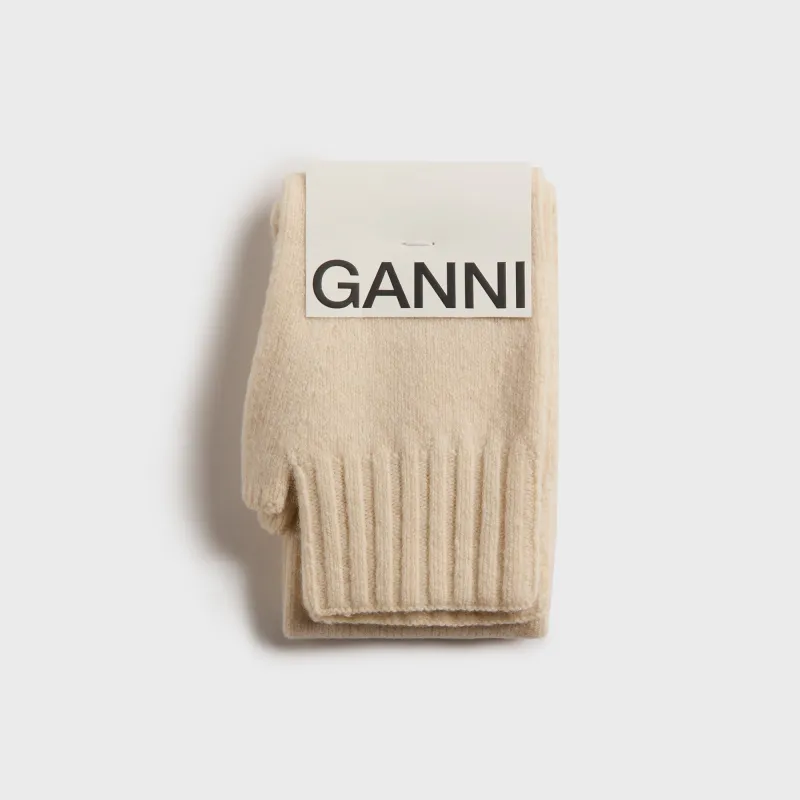 Ganni Wool Yak Mix Fingerless Gloves - Phantom sold by Kith