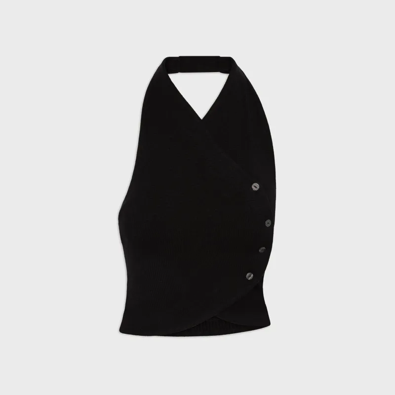 Frankies Bikinis Ryder Cloud Knit Halter Top - Black sold by Kith