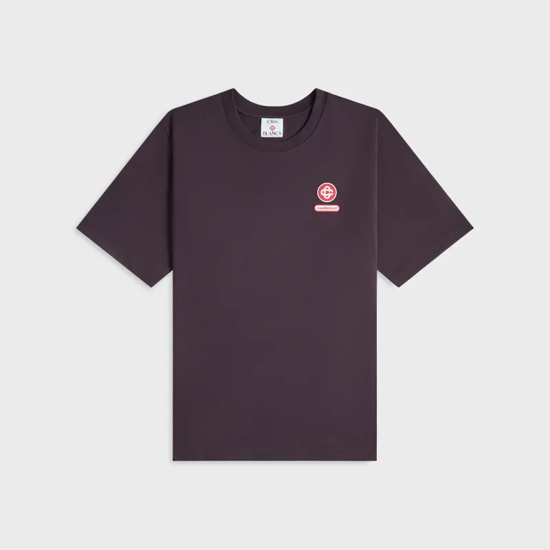 Casablanca Printed Logo Tee - Aubergine sold by Kith