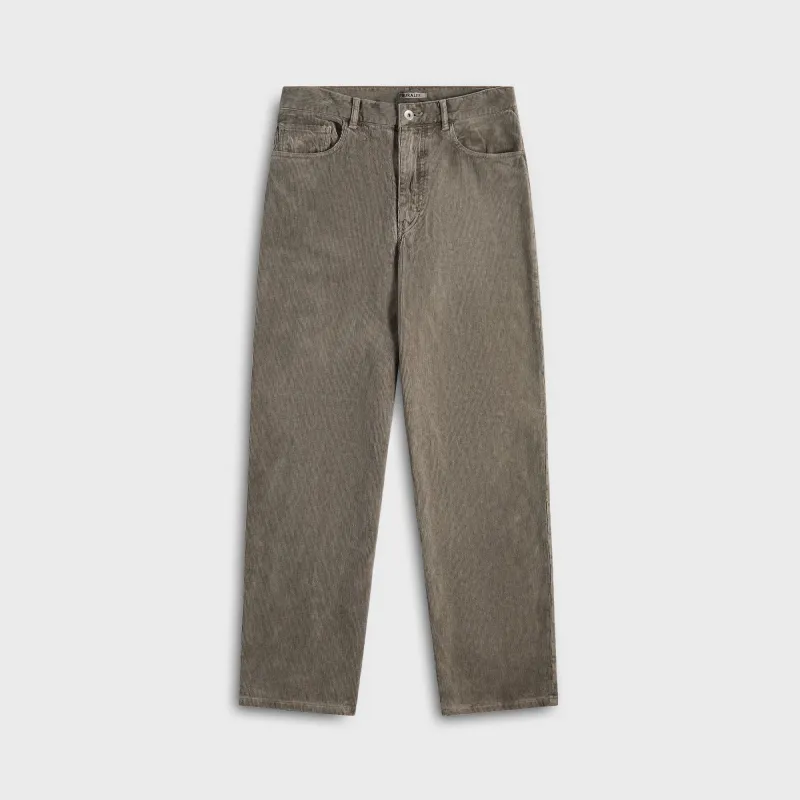Auralee Pigment Dyed Finx Corduroy Wide 5P Pants - Olive Brown sold by Kith