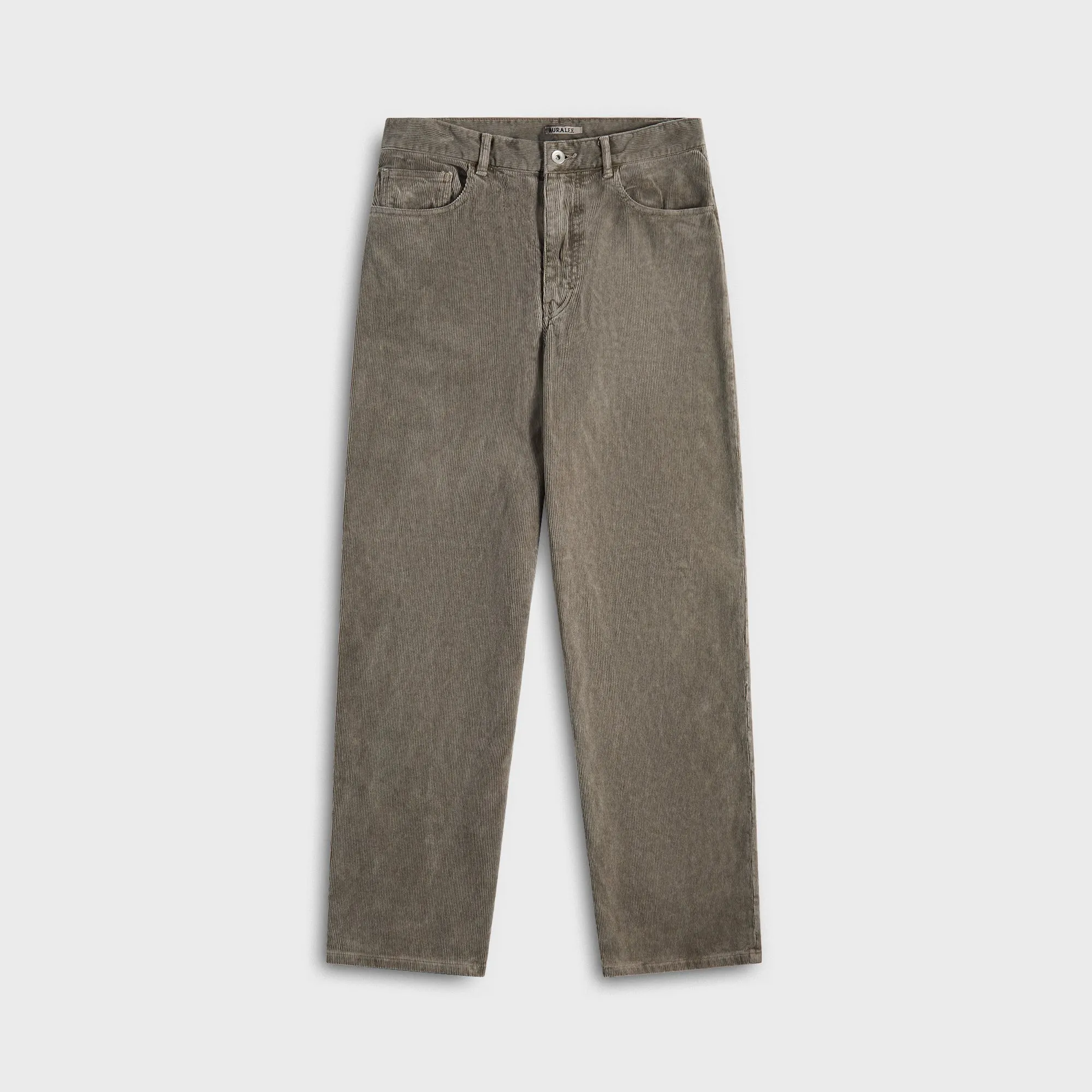 Auralee Pigment Dyed Finx Corduroy Wide 5P Pants - Olive Brown sold by Kith