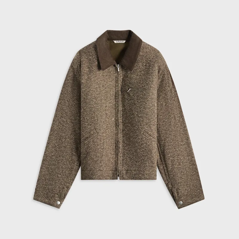 Auralee Homespun Tweed Zip Blouson - Brown sold by Kith