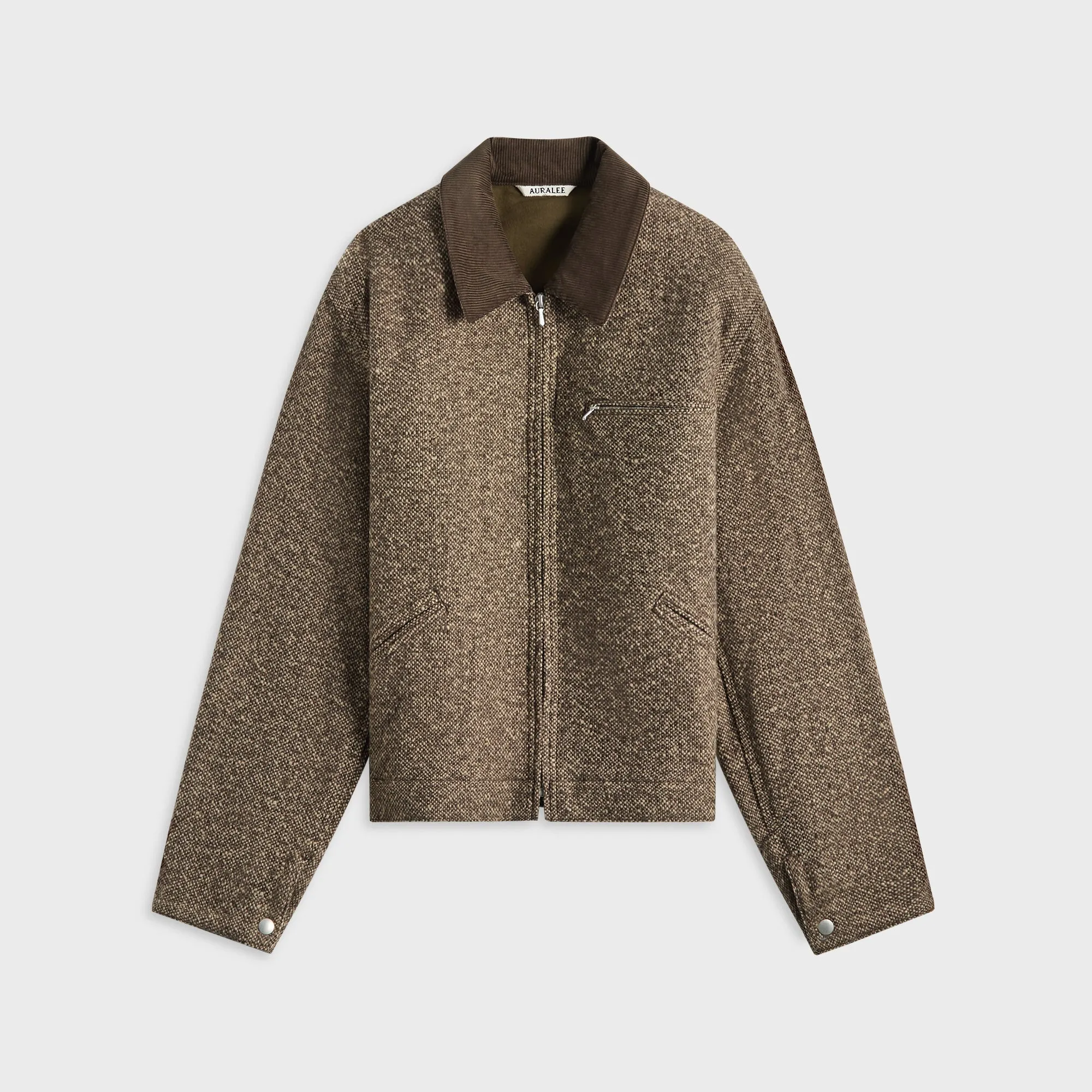 Auralee Homespun Tweed Zip Blouson - Brown sold by Kith