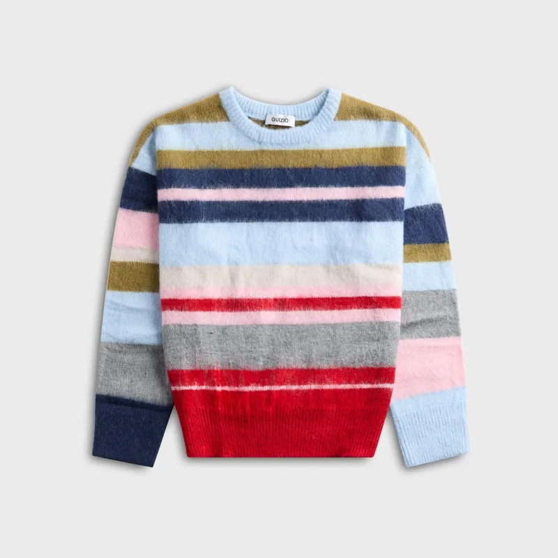 GUIZIO Hawley Oversized Stripe Wool Jumper - Blue sold by Kith