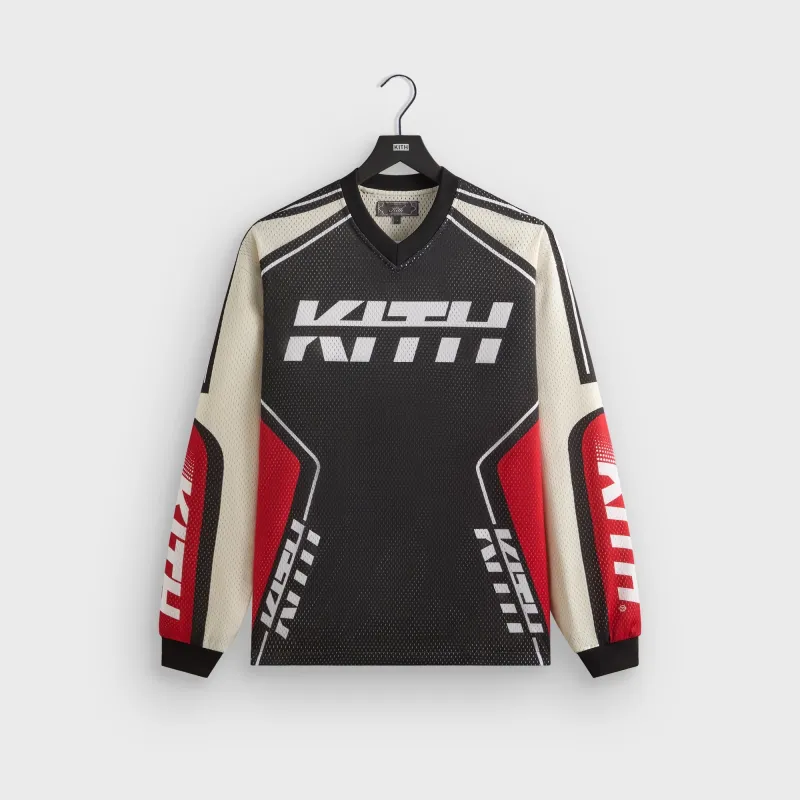 Kith Moto Mesh Long Sleeve Donovan Tee - Black sold by Kith