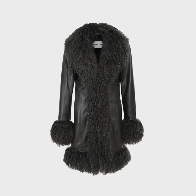 Susanna Chow Dorothy Midi Leather Coat - Black sold by Kith