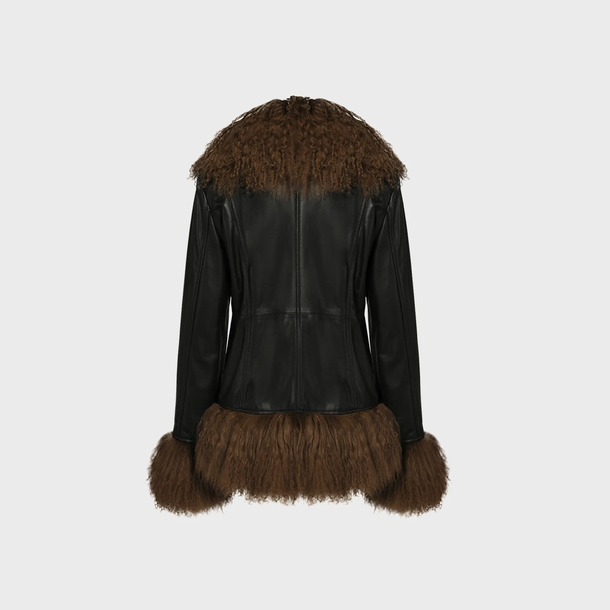 Susanna Chow Dorothy Leather Coat - Black / Brown Trim sold by Kith product image thumbnail 2