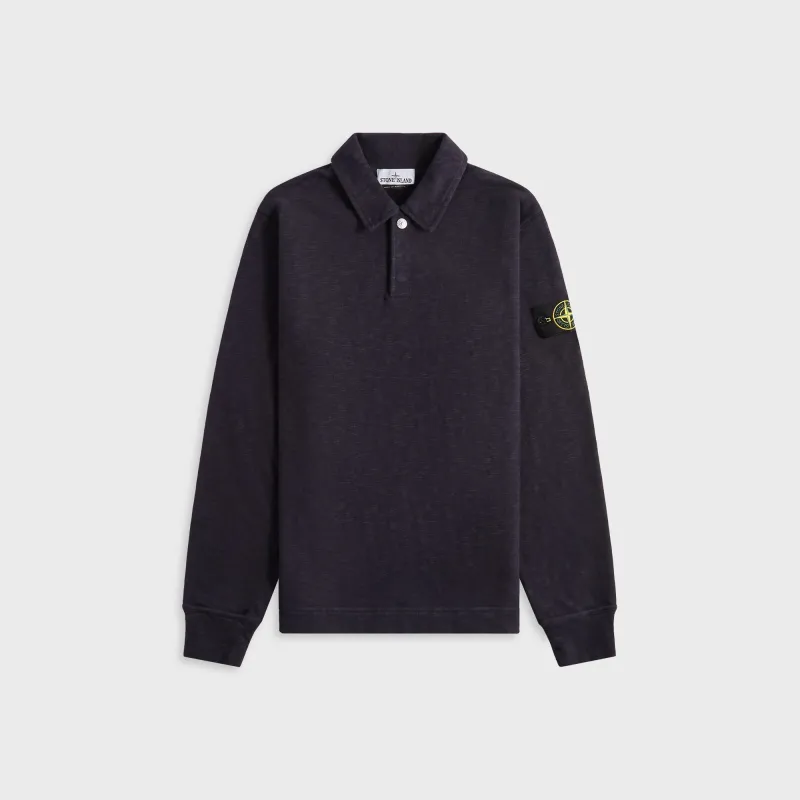 Stone Island Brushed Heavy Cotton Long Sleeve Polo - Ink made by Stone Island