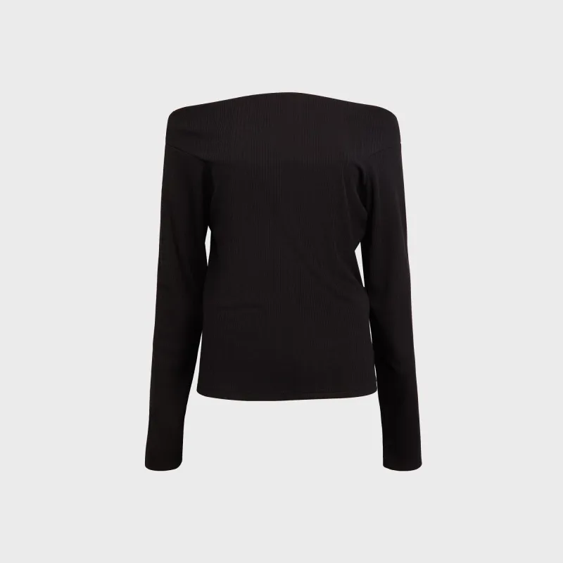 Second Skin Long Sleeve Open Shoulder Top - Black sold by Kith