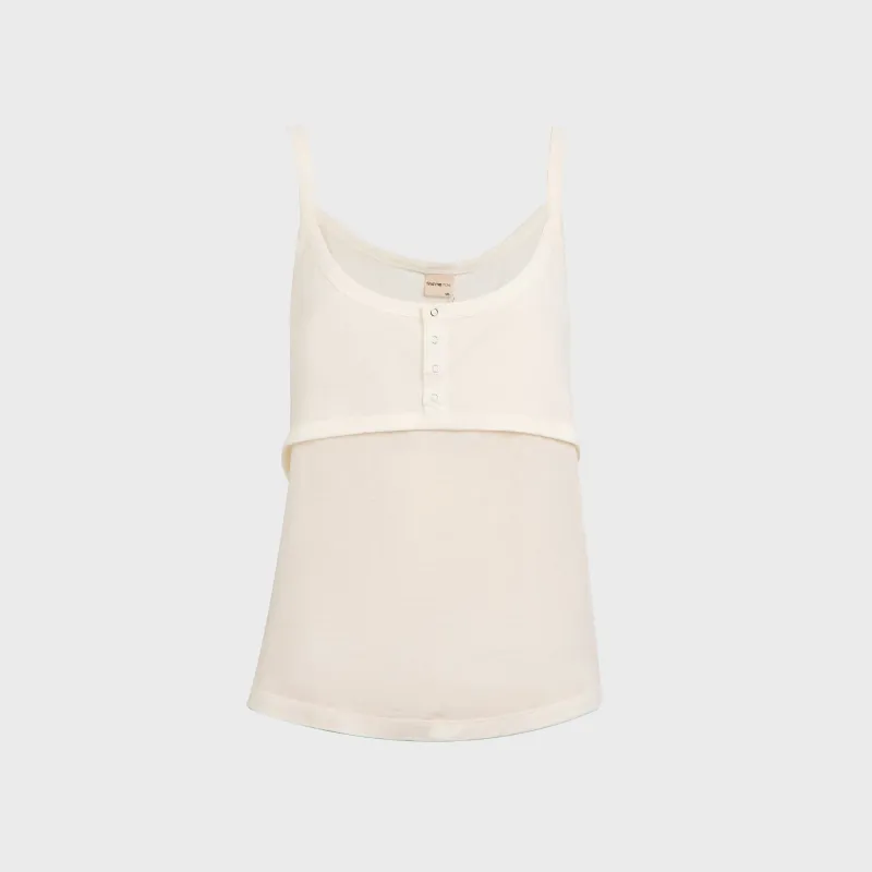 Second Skin Front Snap Tank Top - White sold by Kith