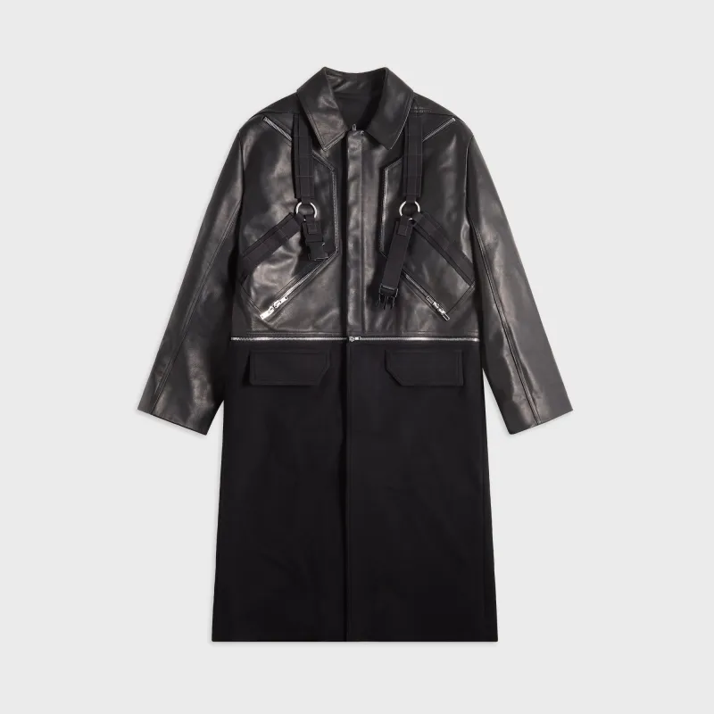 Rick Owens Cappotto In Pelle Leather Coat - Black sold by Kith