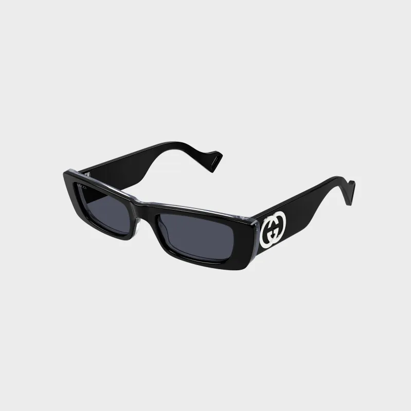 Gucci GG Rectangle Sunglasses - Black / Grey sold by Kith