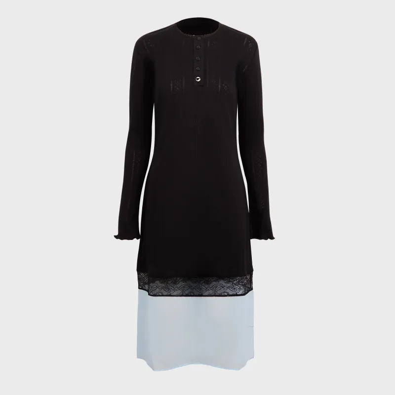 Coperni Lace Trim Midi Dress - Black sold by Kith
