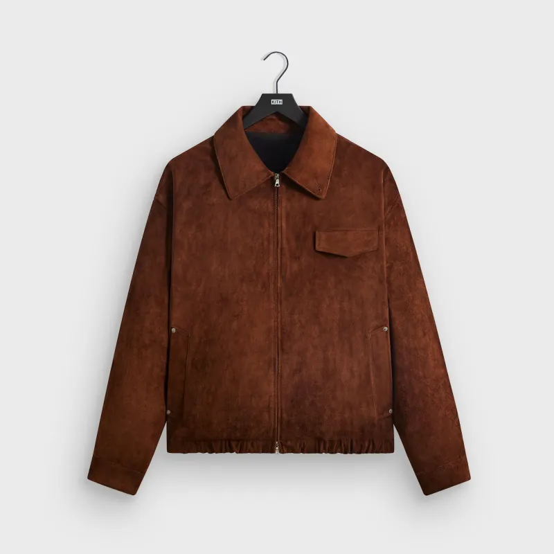 Kith 101 for ssstein Suede Zip Front Jacket - Walnut sold by Kith