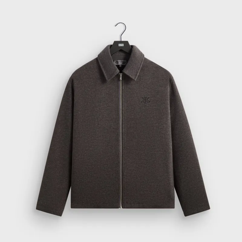 Kith Felted Jersey Lane Coaches Jacket - Heather Charcoal sold by Kith