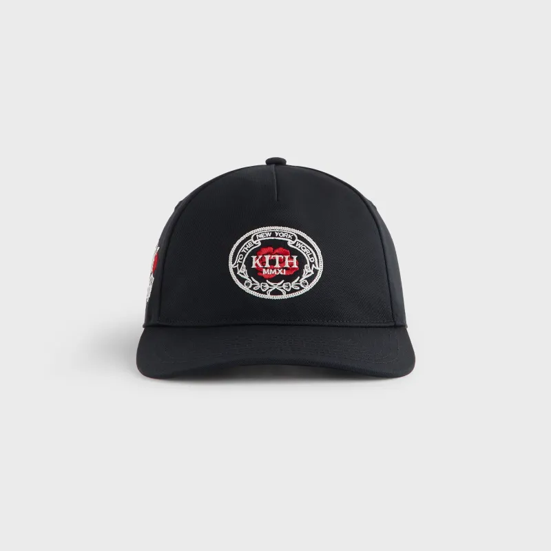 Kith Twill Bay Low Pinch Crown Snapback - Black sold by Kith