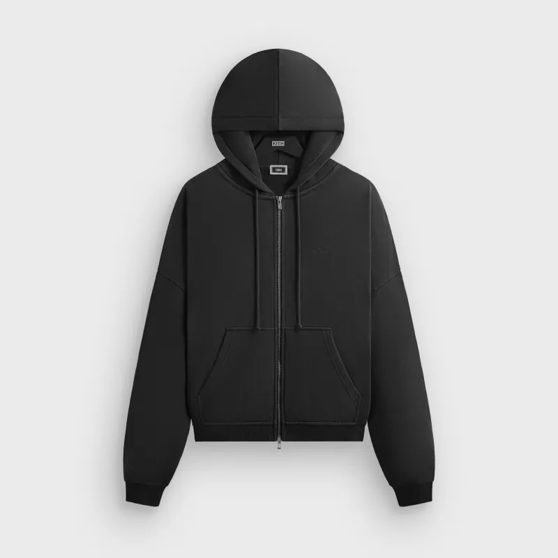 Kith Lofty Fleece Cropped Braxton Hoodie - Black sold by Kith