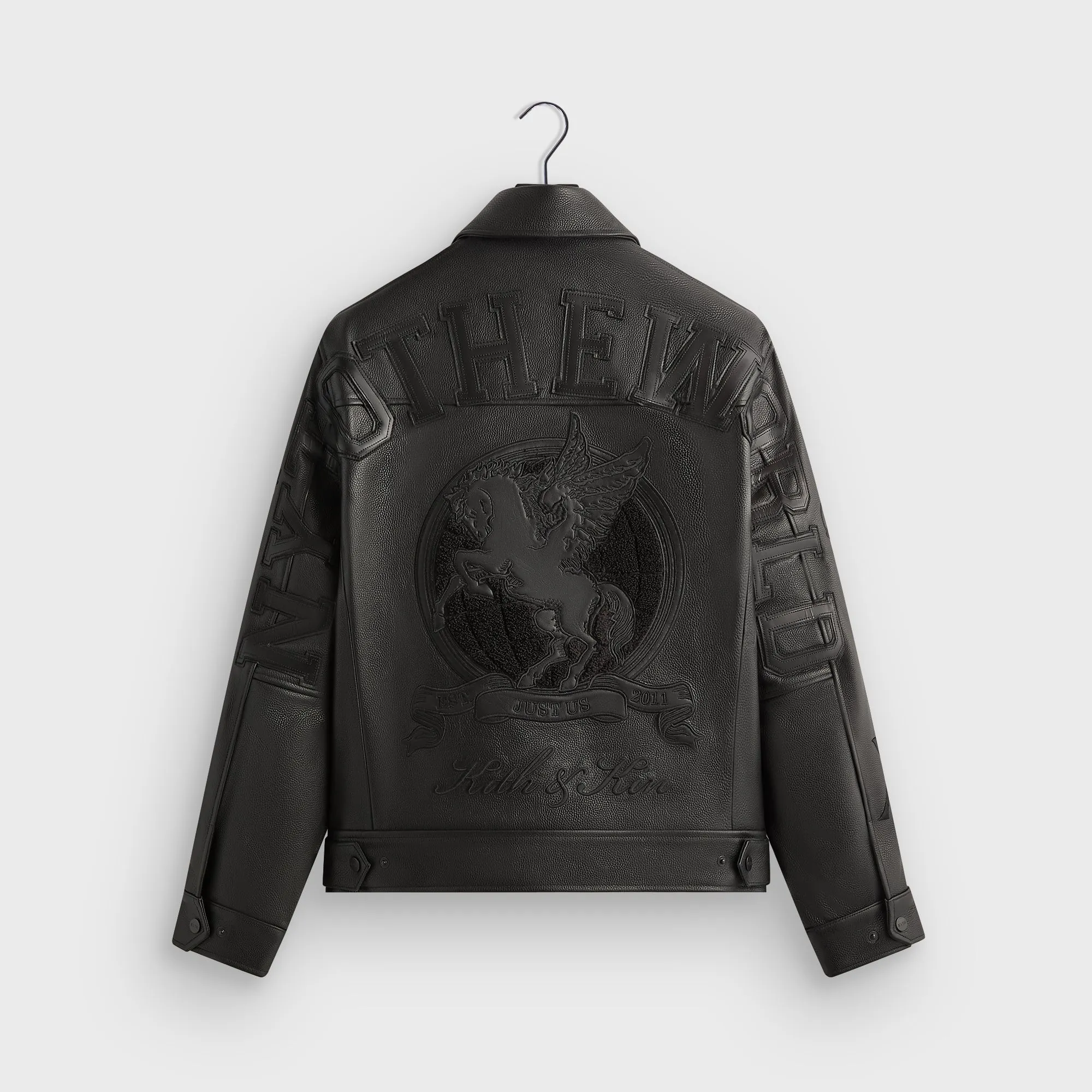 Kith Pebbled Leather Varsity Coaches Jacket - Black sold by Kith product image thumbnail 3