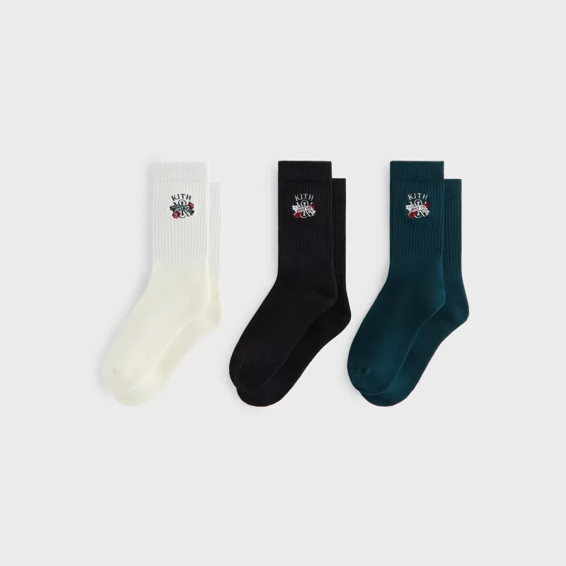 Kith Just Us 3-Pack Cotton Crew Socks - Multi sold by Kith