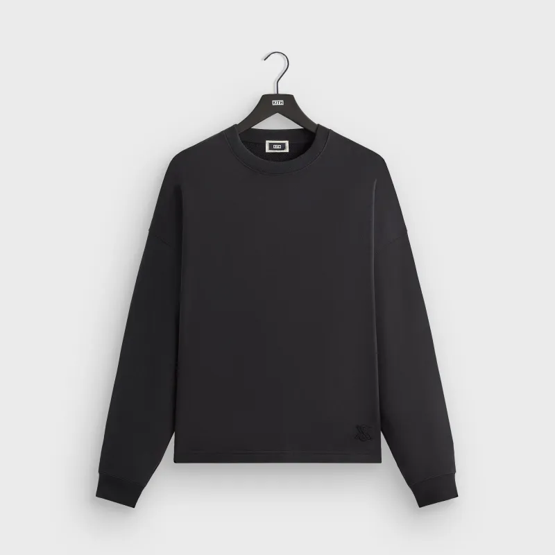 Kith Sueded French Terry Long Sleeve Lawson Tee - Black sold by Kith