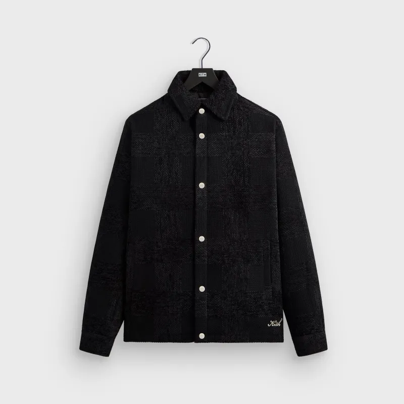 Kith Chenille Plaid Brixton Puffed Shirt Jacket - Black sold by Kith