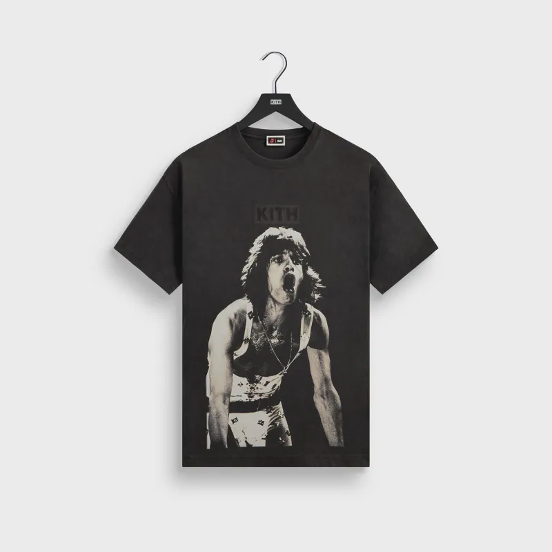 Kith for The Rolling Stones Mick Jagger Concert Photo Vintage Tee - Black sold by Kith