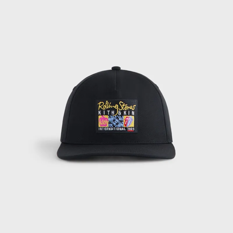 Kith for The Rolling Stones Twill Bay Low Pinch Crown Hat - Black sold by Kith