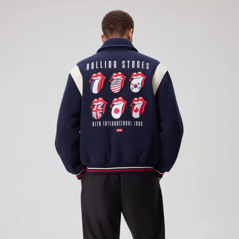 Kith rolling stones ジャケット Kith for The Rolling Stones Wool Varsity Jacket - Nocturnal | Parallel