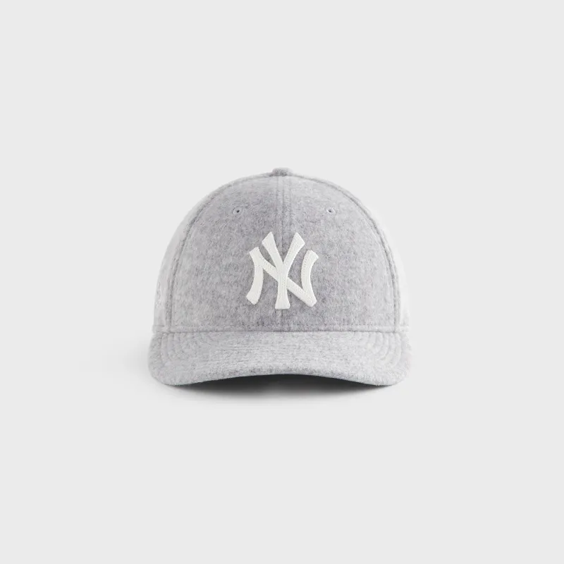 Kith & New Era for the New York Yankees Brushed Jersey 59Fifty Low Profile Fitted Cap - Medium Heather Grey sold by Kith