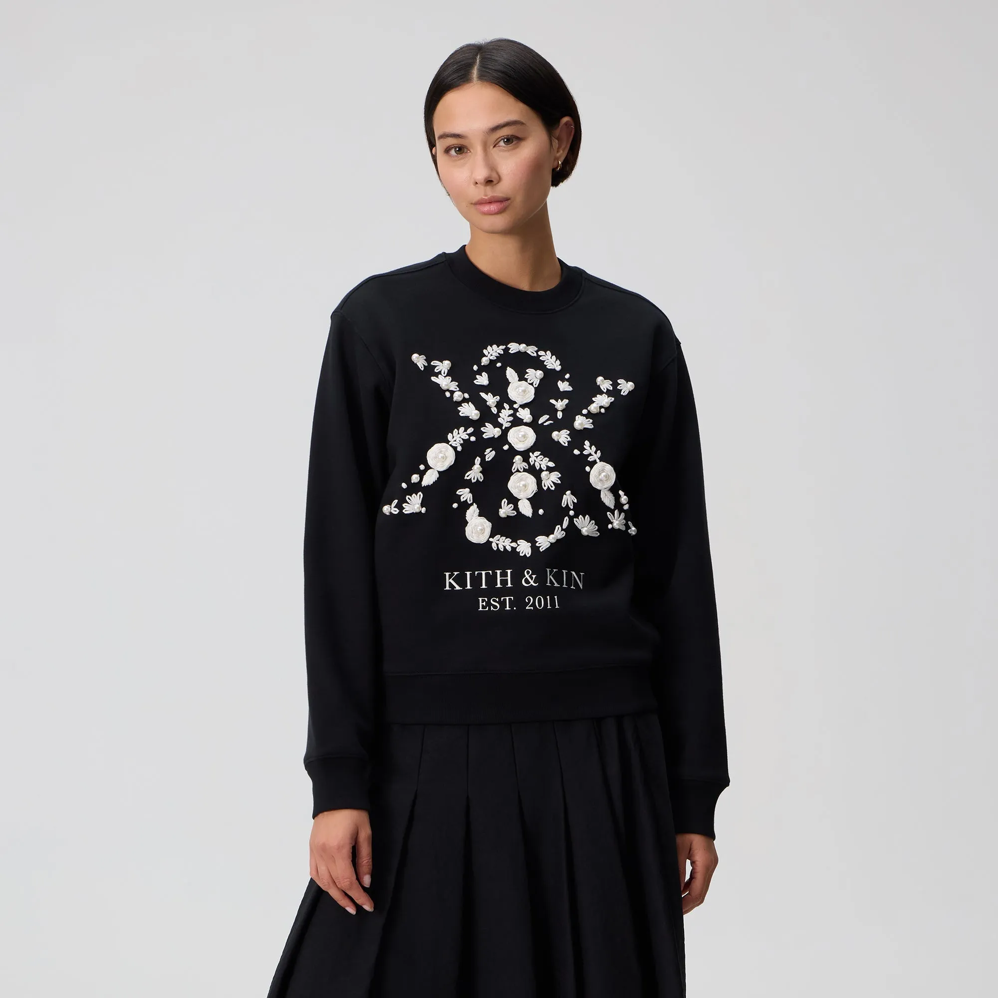 Kith Women Ashwin Pearl Crest Crewneck - Black sold by Kith product image thumbnail 2