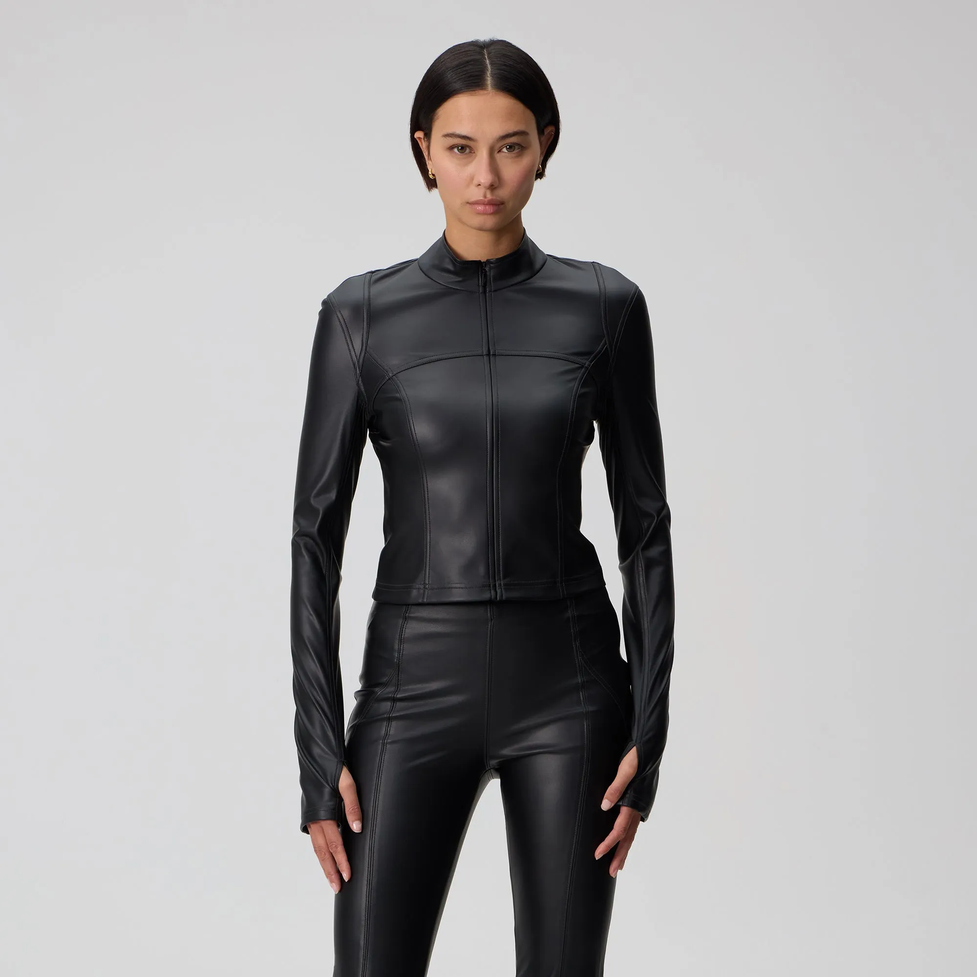 Kith Women Nita Faux Leather Zip Long Sleeve - Black sold by Kith product image thumbnail 2