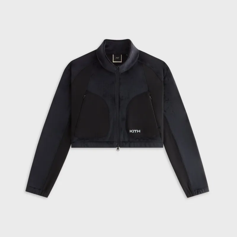 Kith Women Reiko Fleece Cropped Jacket - Black sold by Kith