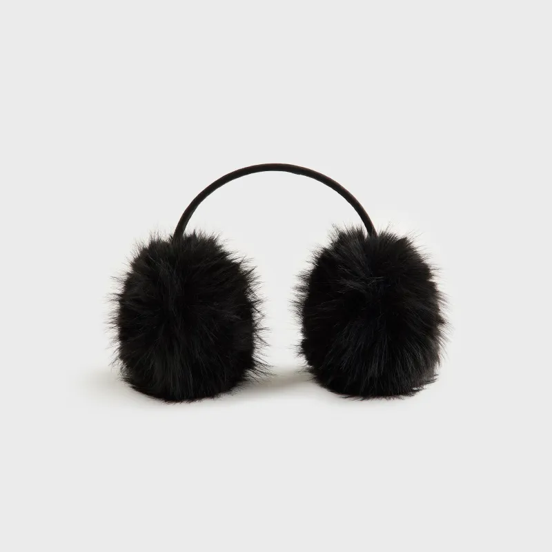 Kith Women Faux Fur Shaggy Ear Muff - Black sold by Kith