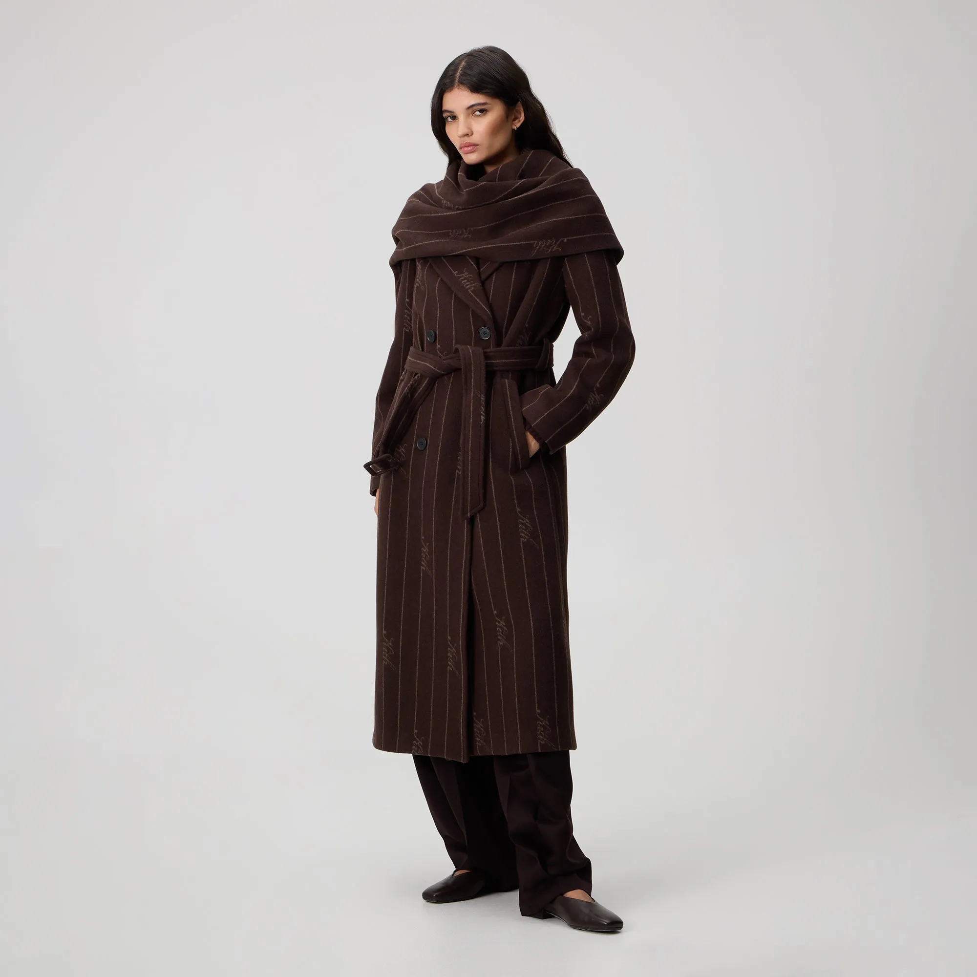 Kith Women Maeva Melton Stripe Scarf Coat - Incognito sold by Kith product image thumbnail 3
