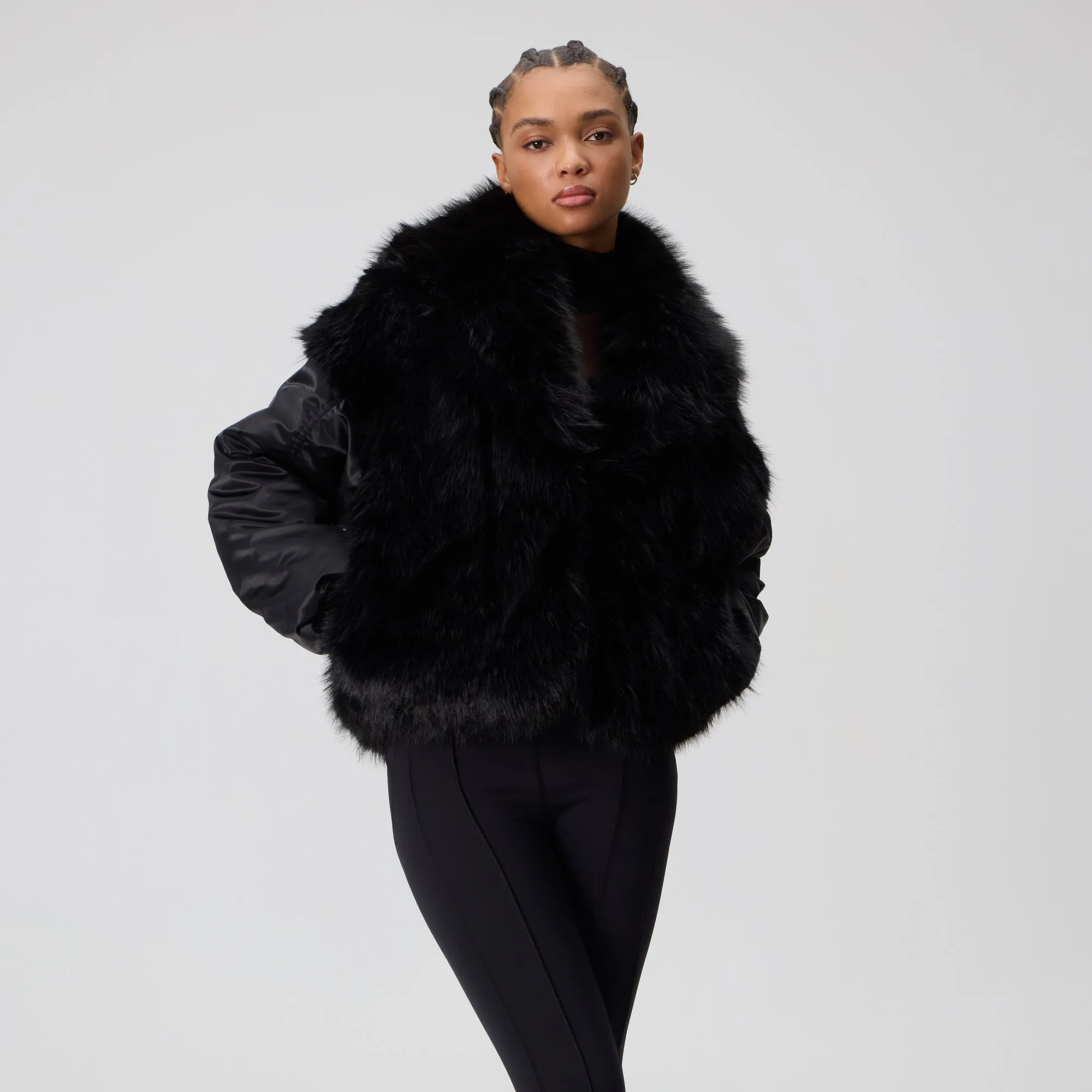 Kith Women Senna Faux Fur Reversible Bomber - Black sold by Kith product image thumbnail 3