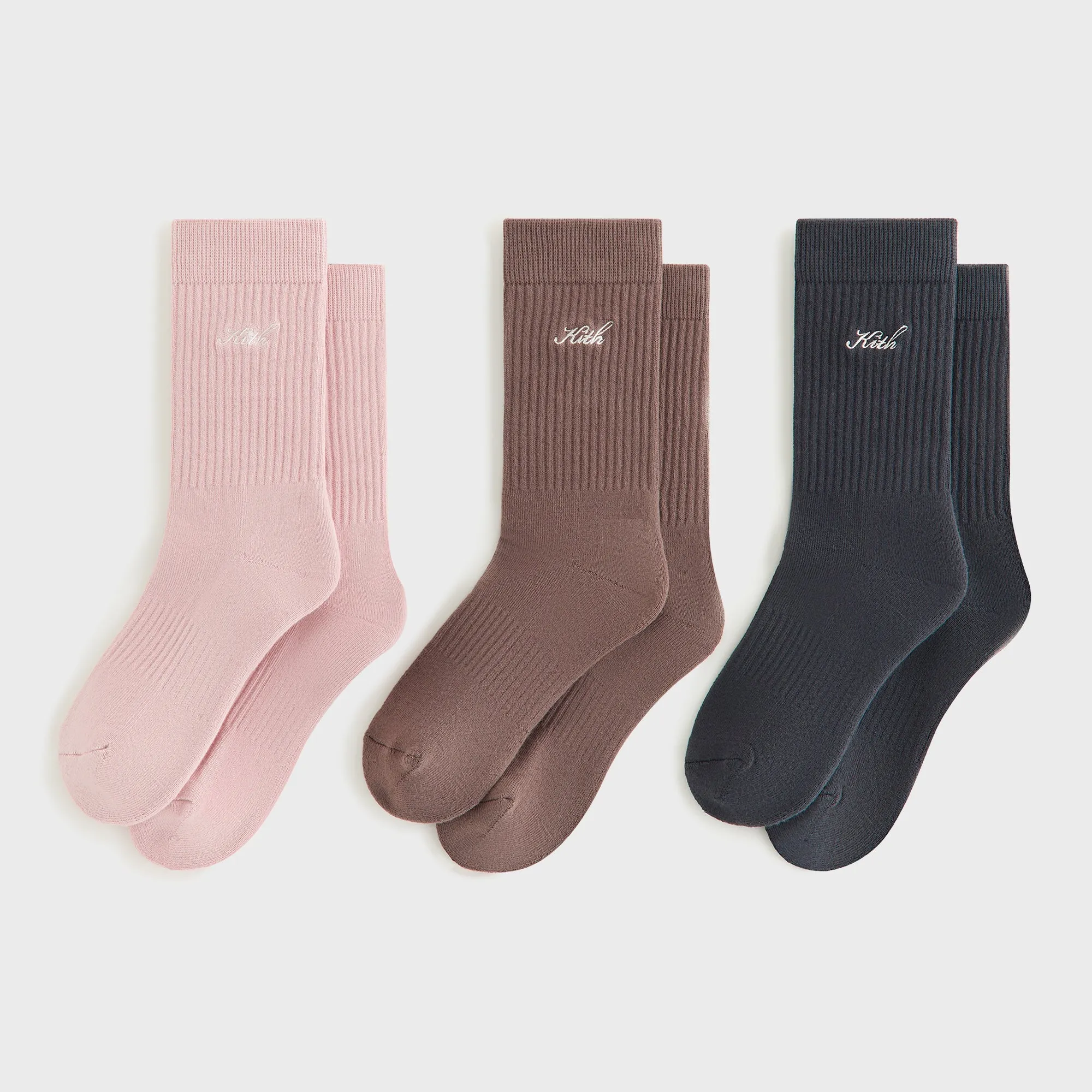 Kith Women Script Classic 3-Pack Crew Sock - Multi sold by Kith