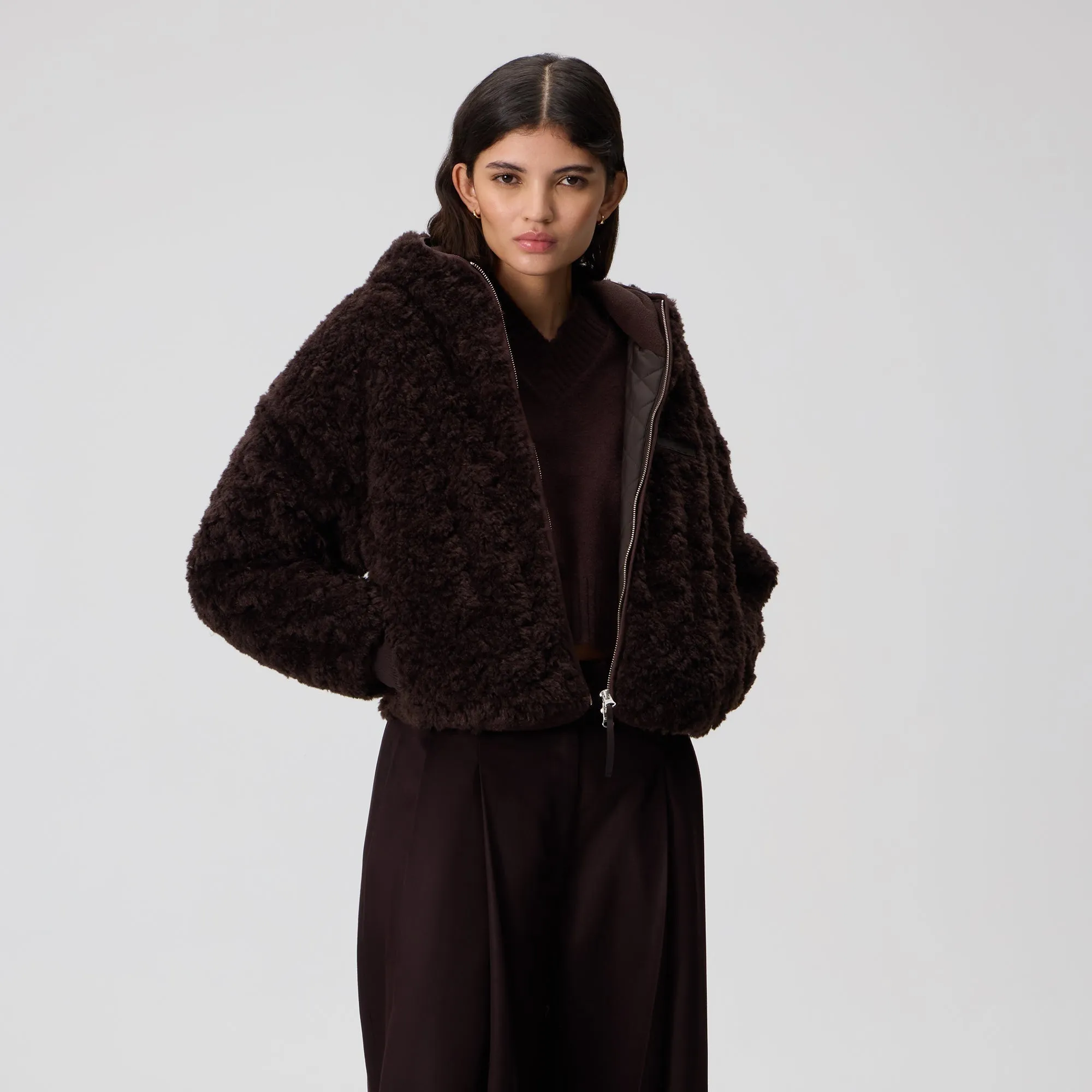 Kith Women Saide Sherpa Hooded Jacket - Incognito sold by Kith product image thumbnail 2