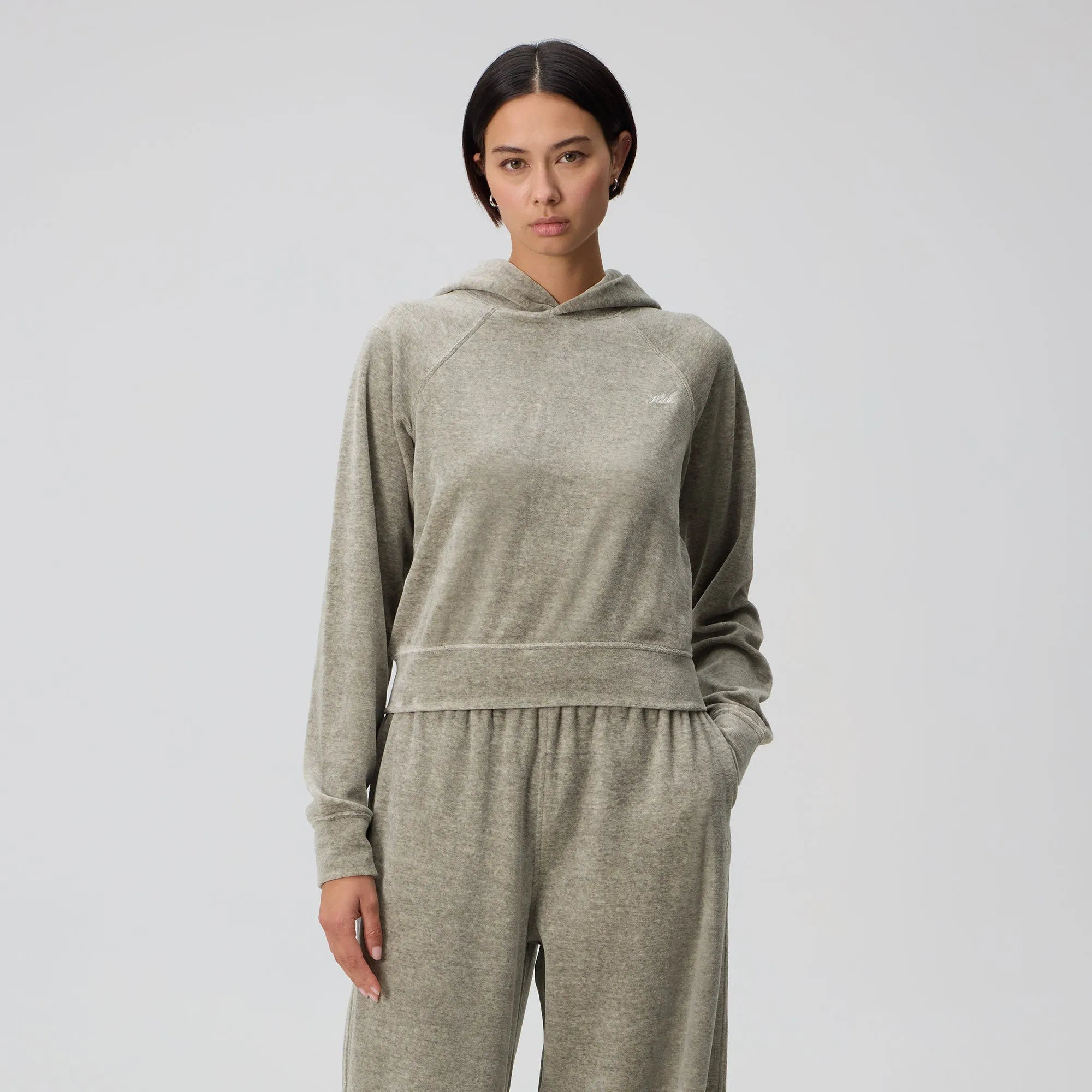 Kith Women Tatum Velour Hoodie - Light Heather Grey sold by Kith product image thumbnail 2