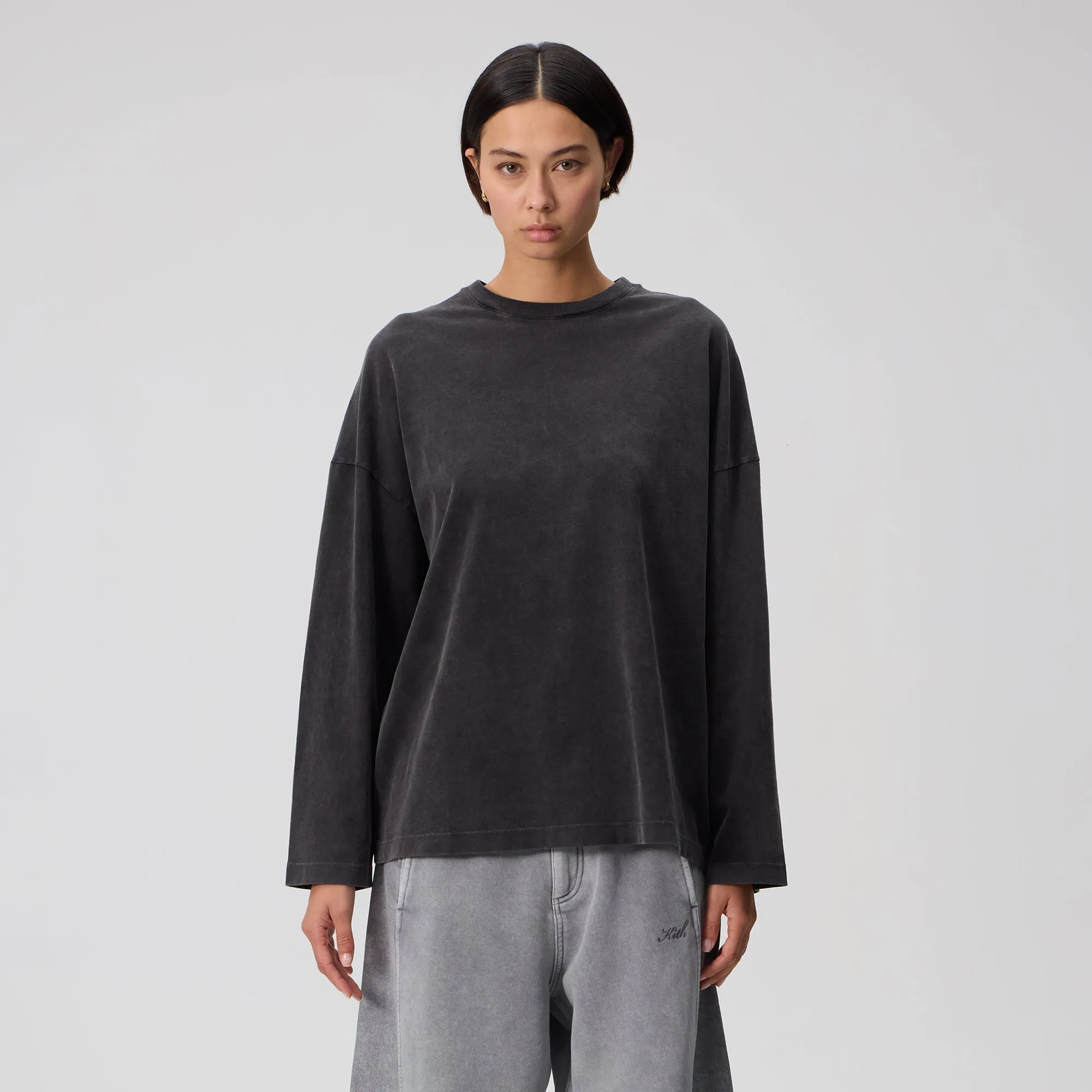 Kith Women Oversized Jay Sueded Long Sleeve - Black sold by Kith product image thumbnail 2