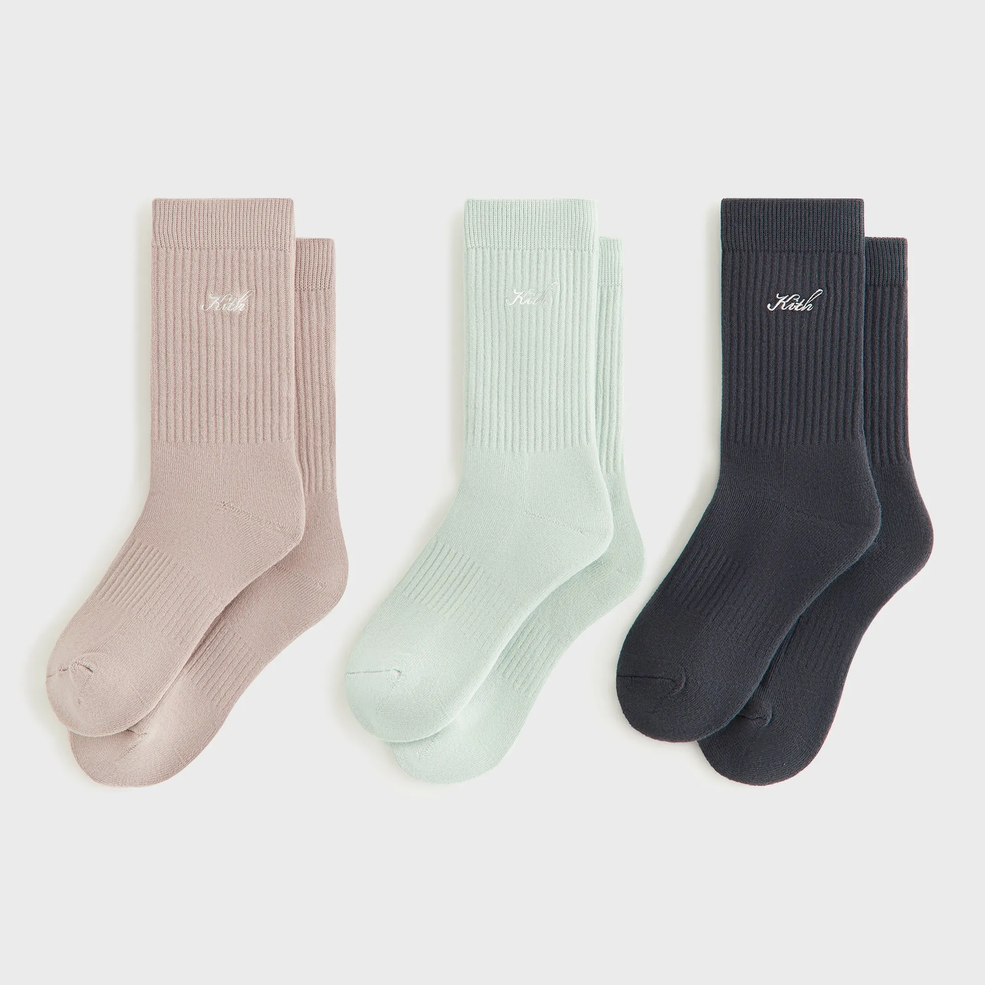 Kith Women Script Classic 3-Pack Crew Sock - Multi sold by Kith