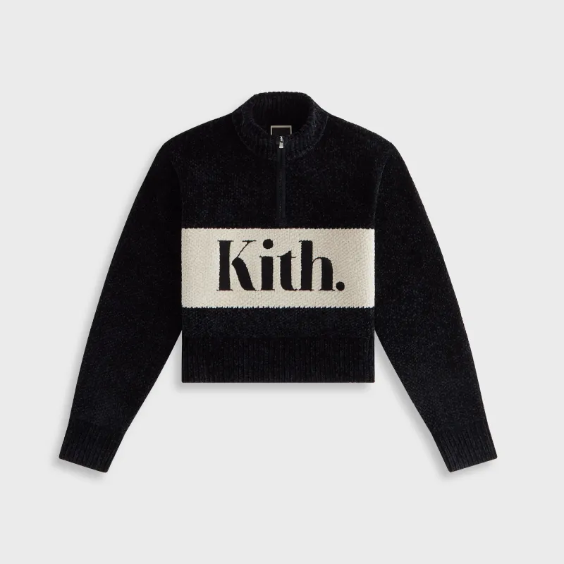 Kith Women Hunter II Chenille Punctuated Quarter Zip - Black sold by Kith