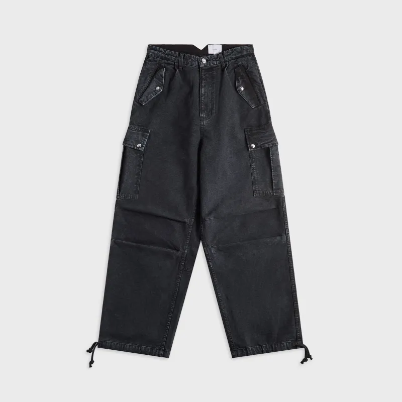 Rhude Washed Canvas Parachute Pant - Black sold by Kith