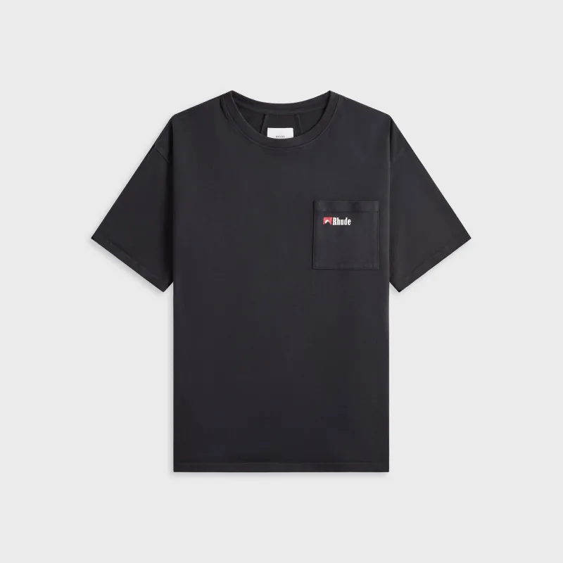 Rhude Moonlight Wolf Pocket Tee - Vintage Black / White / Red sold by Kith
