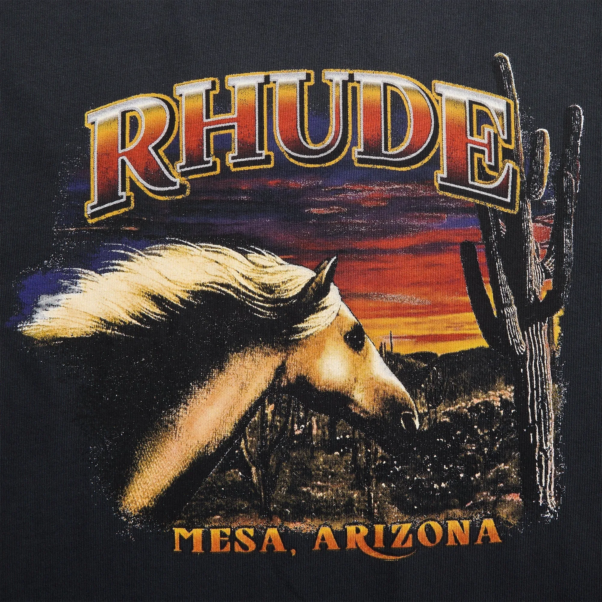 Rhude Mesa Stallion Long Sleeve Tee - Vintage Black / Red / Yellow sold by Kith product image thumbnail 3