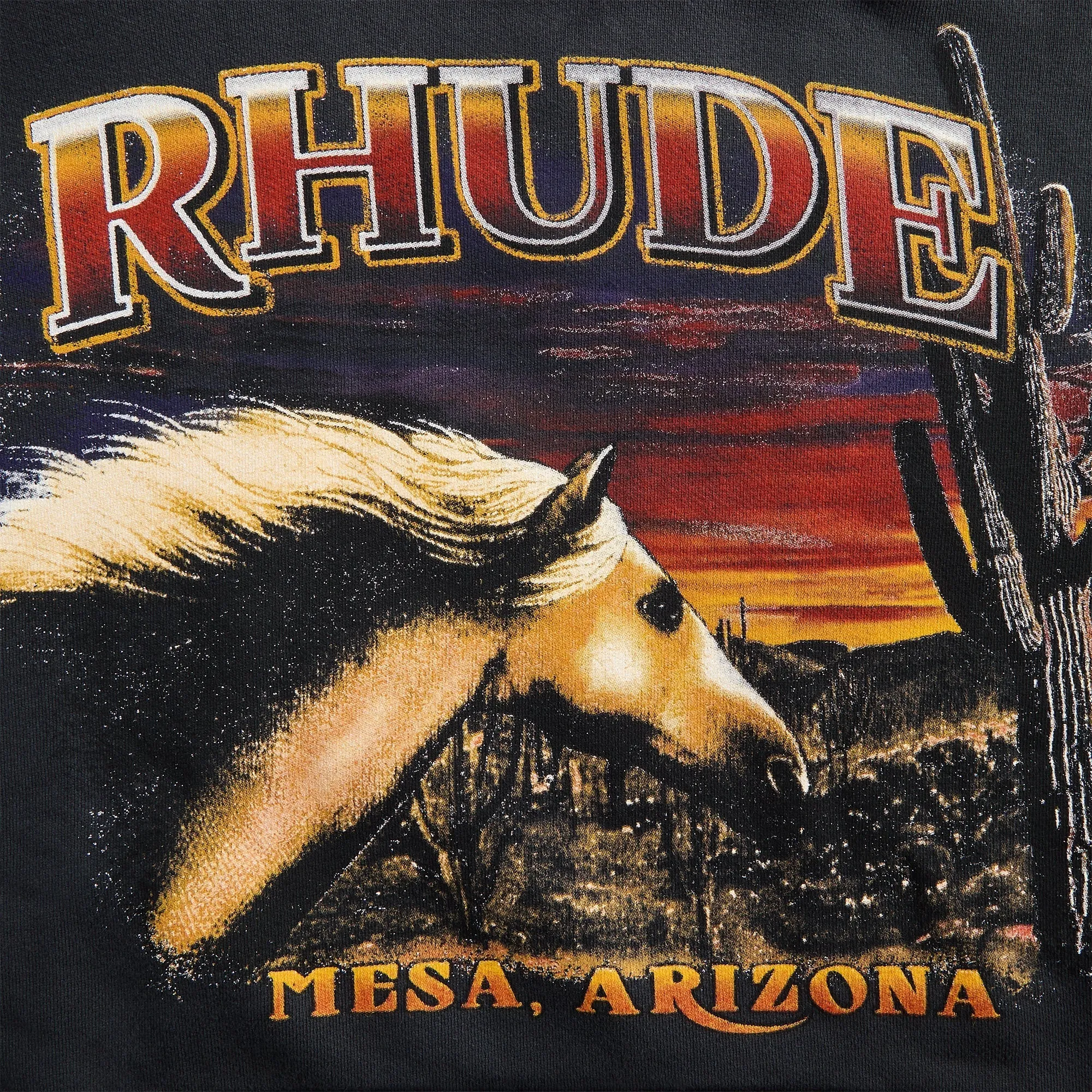 Rhude Mesa Stallion Hoodie - Vintage Black / Red / Yellow sold by Kith product image thumbnail 3